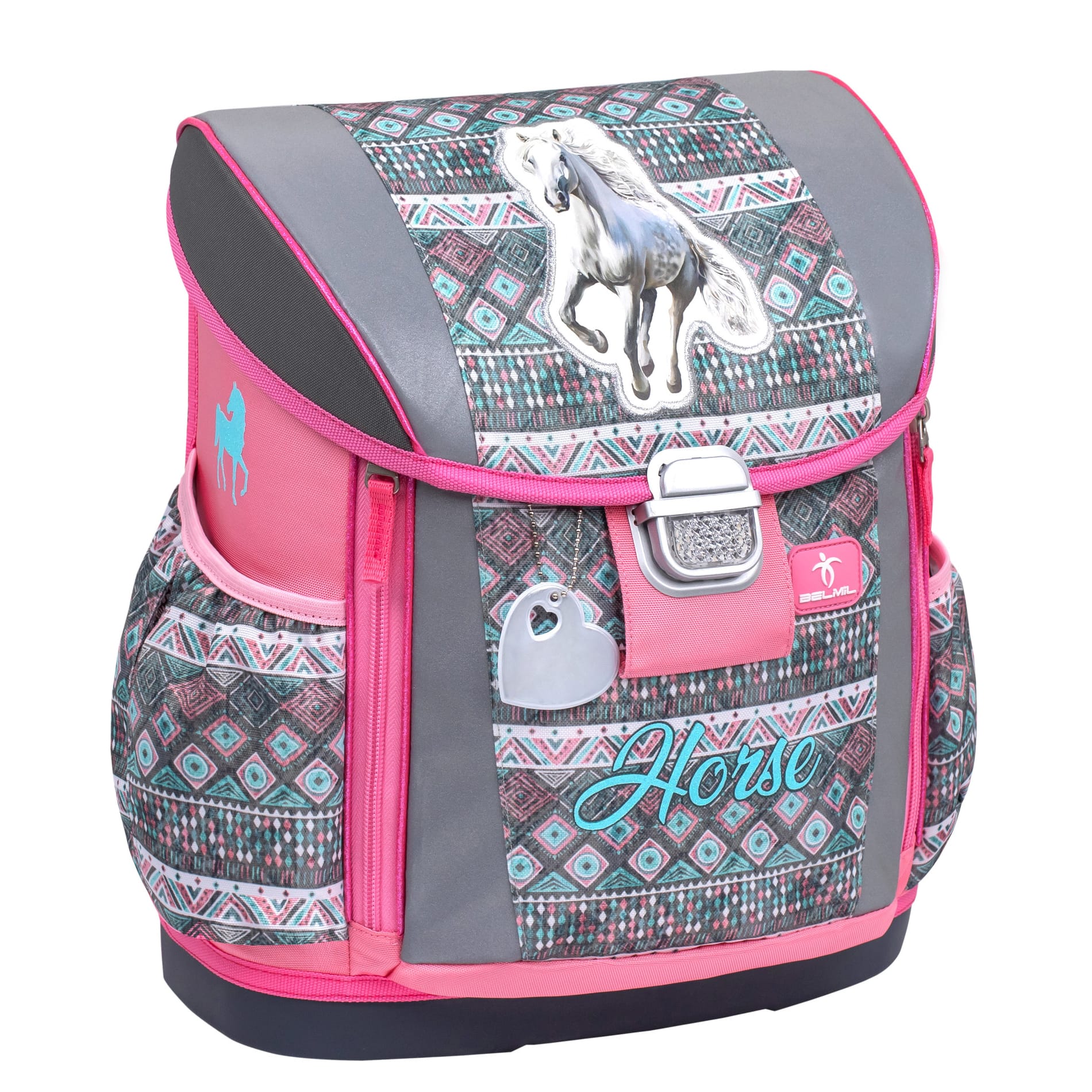 Customize Me Ergonomic School Bag Set 4 Piece - Horse Aruba Blue
