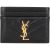 Saint Laurent Grain de Poudre Leather Chevron Card Holder