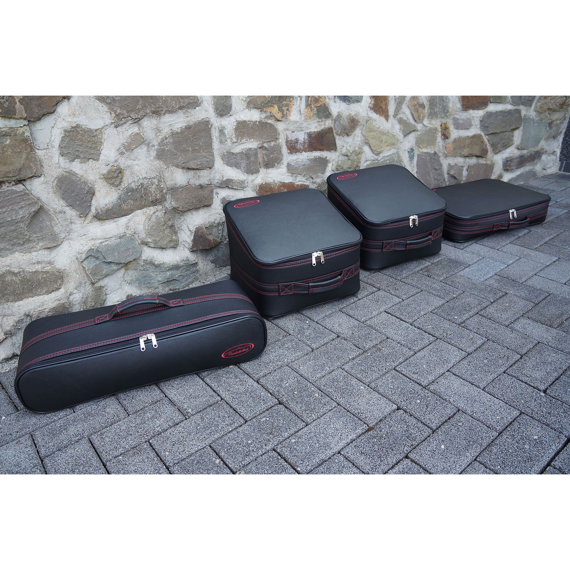 Jaguar F-Type Convertible from 06/2016 (EU) - 4-piece luggage set trunk - silver gray seam/black lining