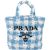 Prada Blue Gaufre Raffia Handbag