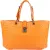 Bottega Veneta Orange Intrecciato Leather Capri Lock Tote Handbag