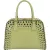 Prada Saffiano Vernic Leather Pyramid Frame Crystal Studded Promenade Handbag