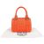 MCM Orange Grained Leather Essential Studded Small Boston Bag