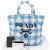 Prada Blue Gaufre Raffia Handbag