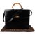 Gucci Black Leather Bamboo Aktentasche
